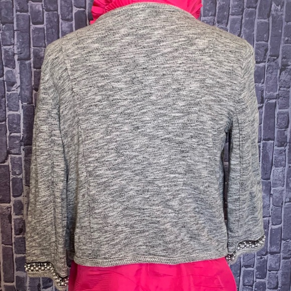 🔴Pearl & Sequin Cuff Grey Open Cardigan - Picture 5 of 9
